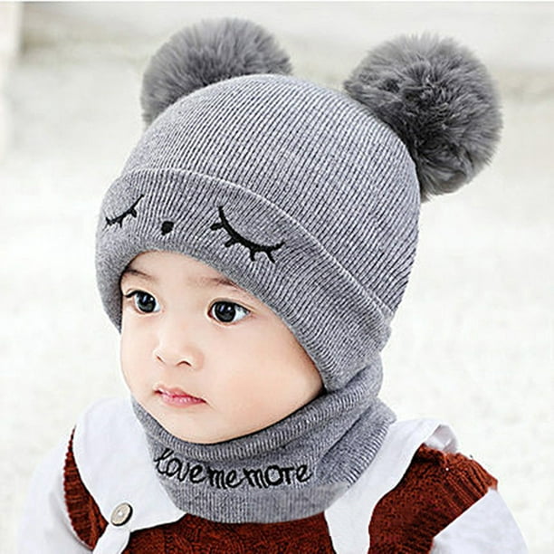 Star Printed Baby Hat and Scarf Set Cotton Kids Beanie Hats Spring Baby Cap Set 